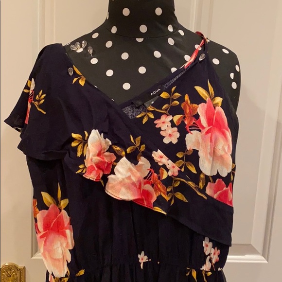 Floral Aqua Asymmetrical Jumpsuit - Picture 2 of 3